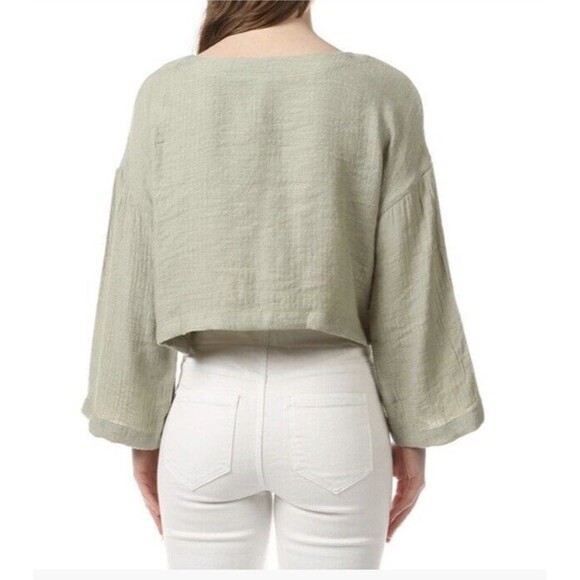 New Blue Pepper Green Boxy Croped Top Blouse M Junior Girls 3/4 Sleeve - Picture 2 of 6